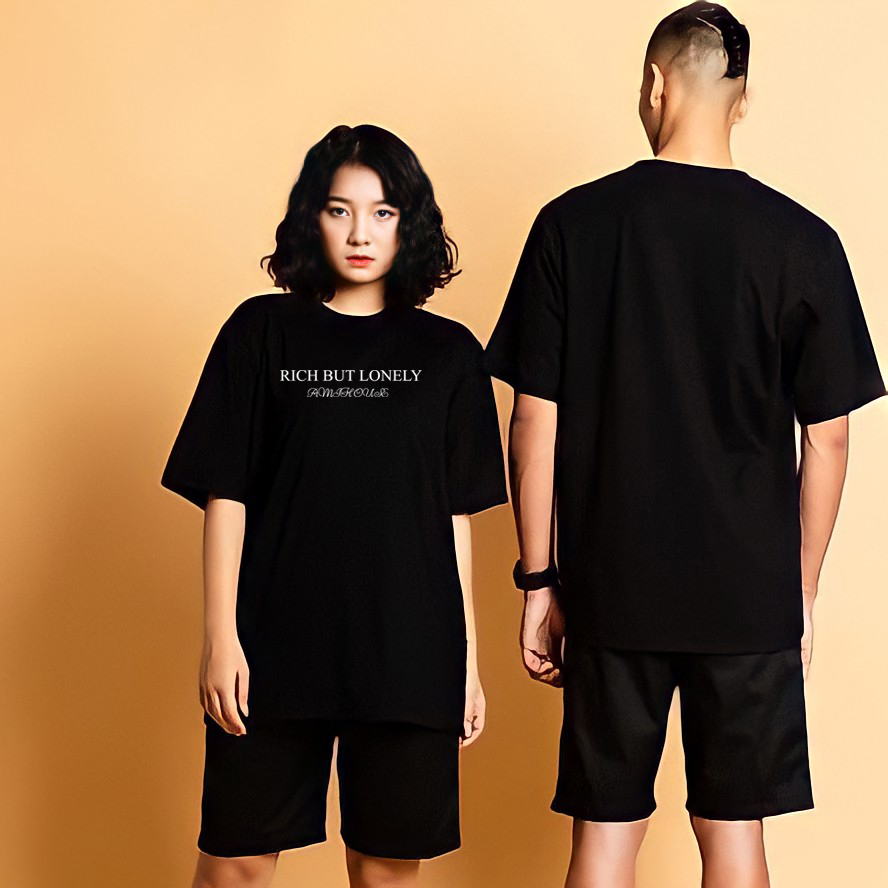Áo thun AMIHOUSE form rộng RICH BUT LONELY