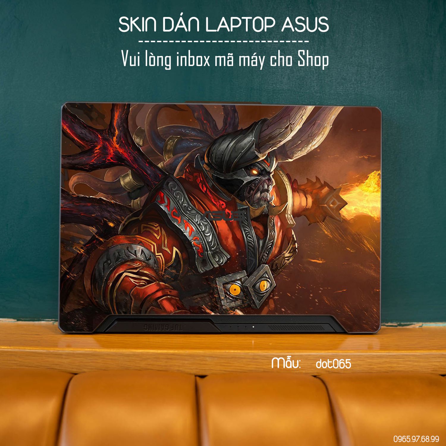 Decal Skin dán Laptop Asus mẫu Dota 2 (inbox mã máy cho shop)