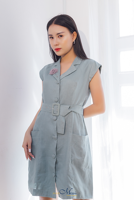 [HCM]Đầm linen công sở giả vest ISLA - MaxMessi