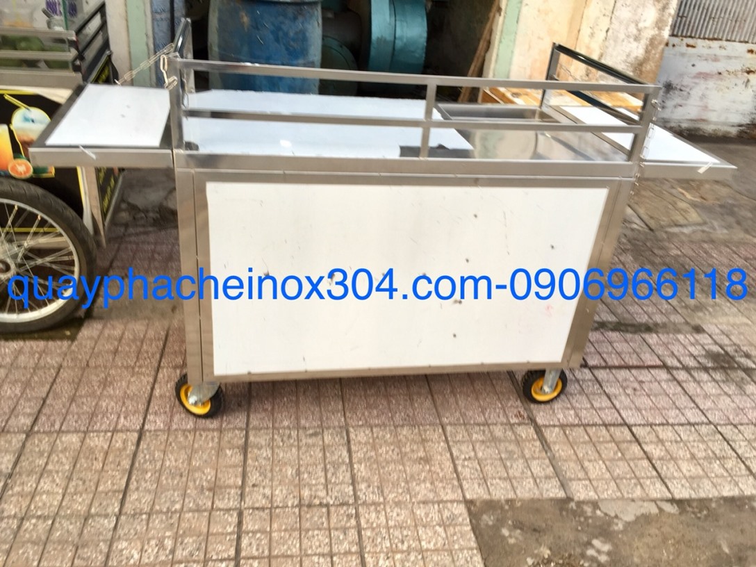 Xe đẩy cafe trà sữa inox