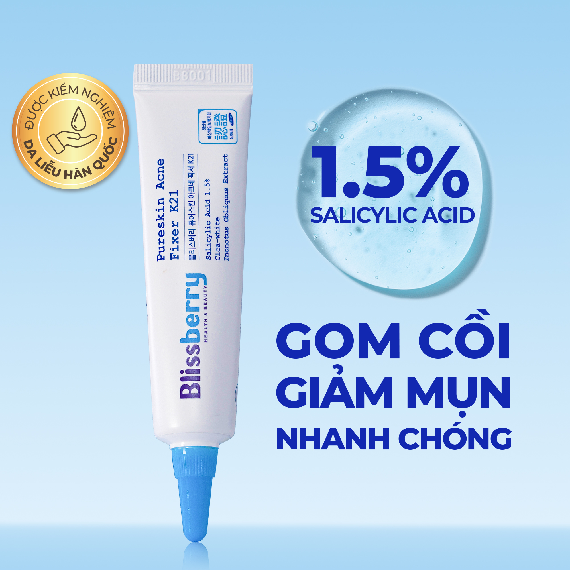 [HSD 21/03/2026] Gel Giảm Mụn Mờ Thâm Blissberry 15ml
