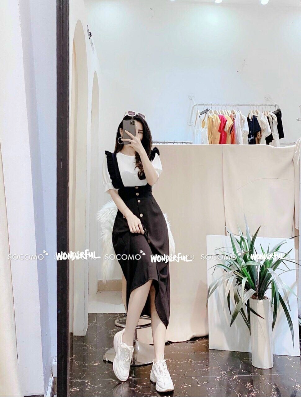 Set đầm yếm nữ áo rời dây dúng siêu xinh [Ảnh thật shop chụp]