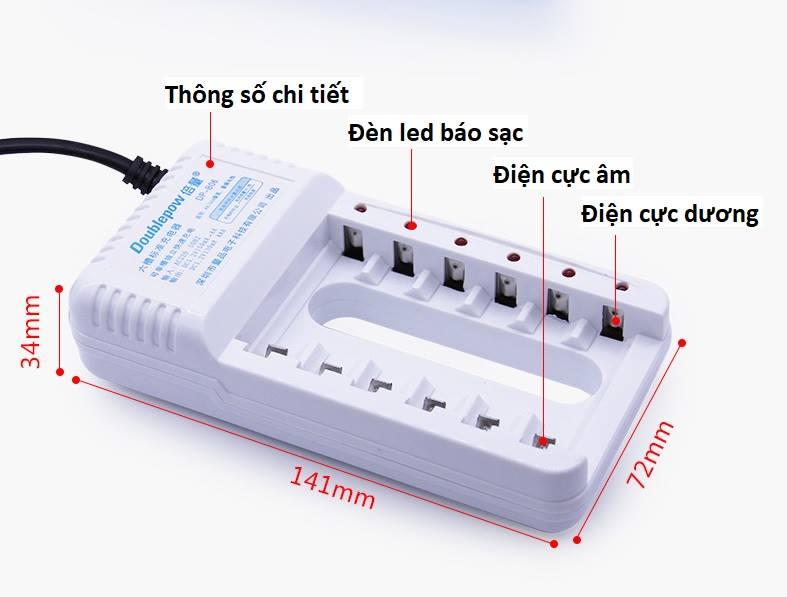 Battery Charger 6 slot DP - B06 multipurpose use charger for 6 tablets primary batteries AA or AAA