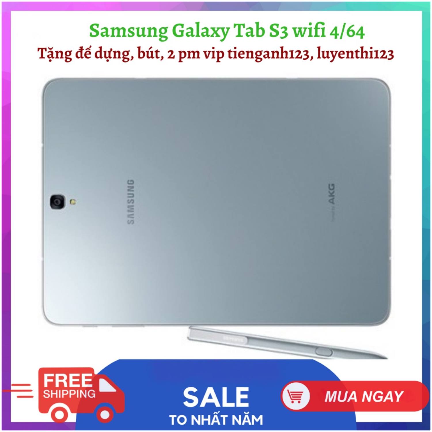 [Trả góp 0%]Máy tính bảng Samsung Galaxy Tab S3 ram 4 rom 64 tặng bút đế dựng chính hãng