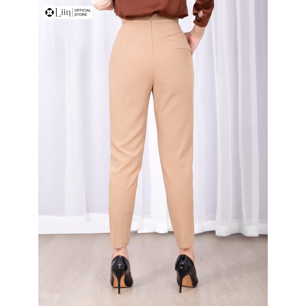Quần baggy nữ, form công sở cách điệu đai chữ D thời thượng liin clothing Q3574