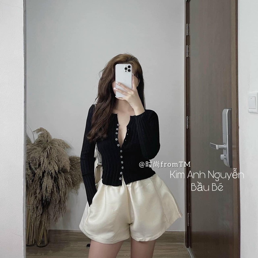 Áo len đũa cúc trước tôn ngực (kèm ảnh thật và video)