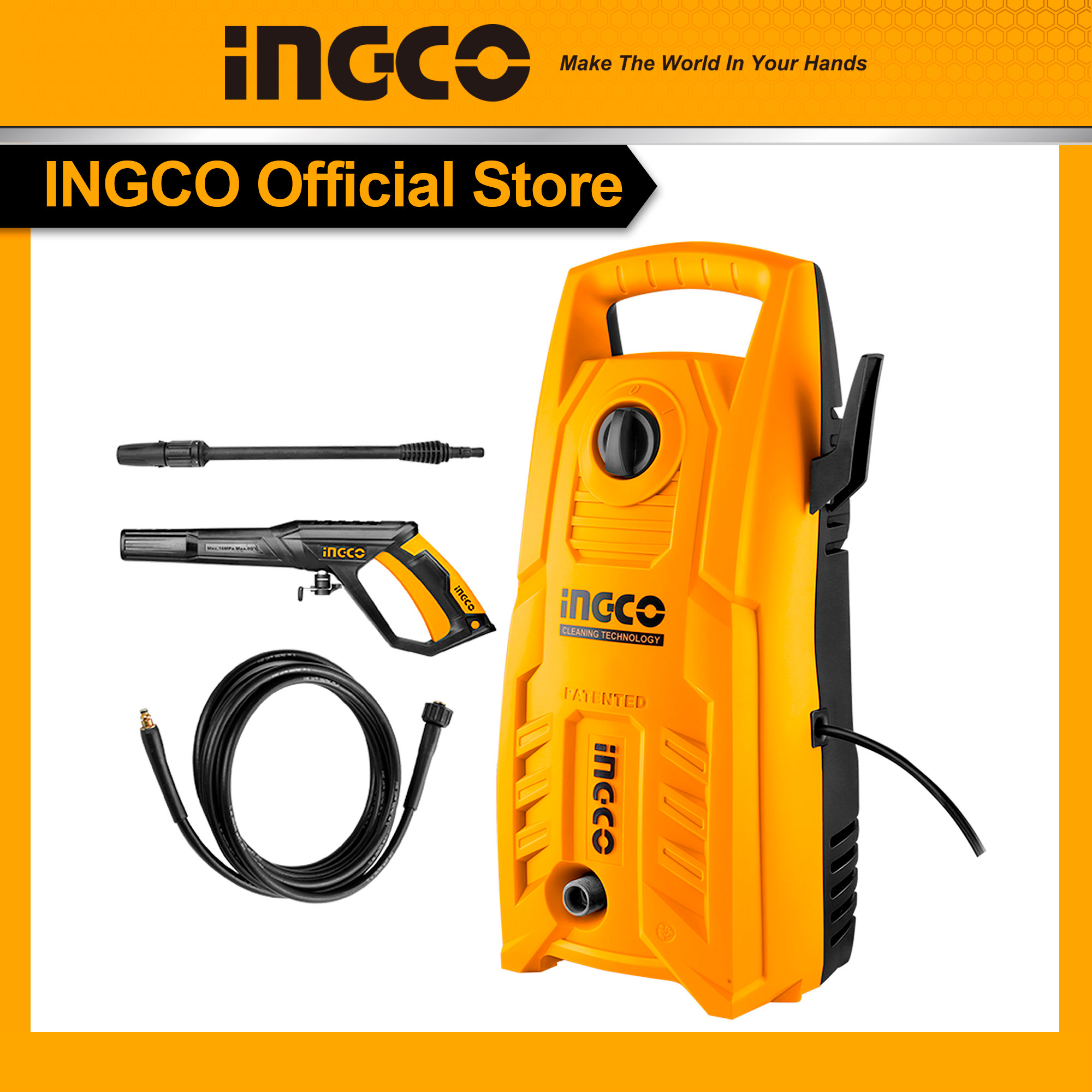 Máy rửa xe áp lực cao giá rẻ,  máy rửa xe ô to áp lực cao, máy phun rửa áp lực cao INGCO 1400W HPWR14008