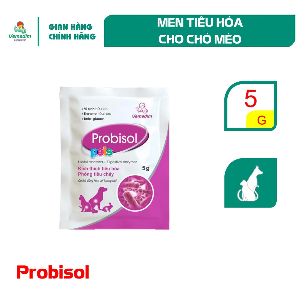 Set men tiêu hóa cho chó mèo Vemedim Probisol Pets