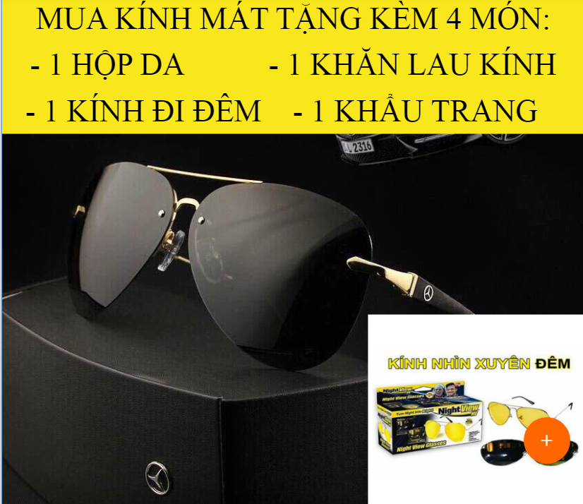 [HCM]KÍNH MÁT NAM CAO CẤP PC -TẶNG KÍNH ĐI ĐÊM(TẶNG KÈM KHẨU TRANGJ)