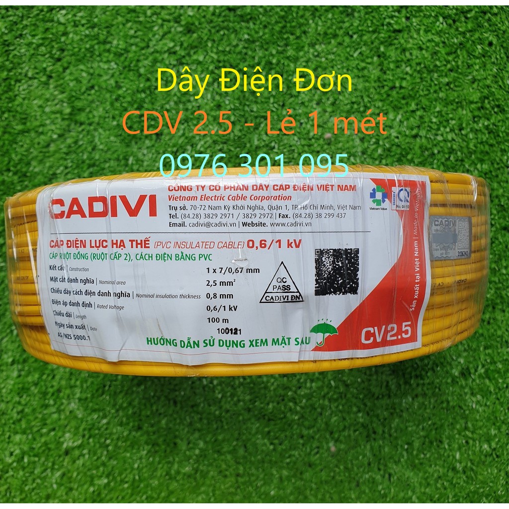 [Bán lẻ 1 mét] Dây Điện Đơn CADIVI CDV 1.0 / 1.5 / 2.0 / 2.5