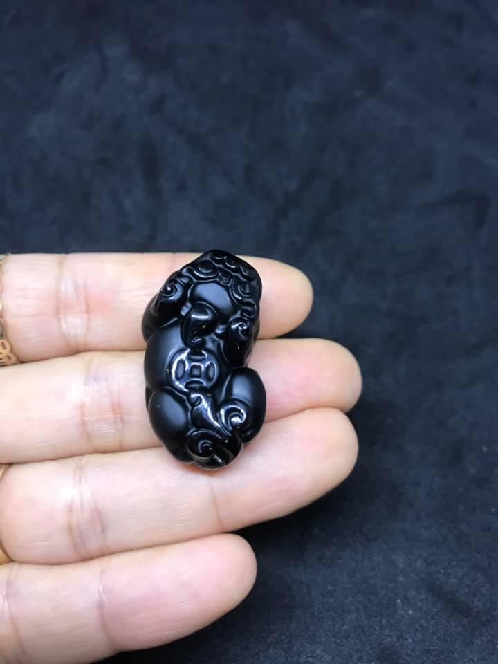[HCM]MẶT  DÂY TỲ HƯU ĐÁ NÚI LỬA Obsidian 1A-[ size lớn] TẶNG KÈM DÂY ĐEO
