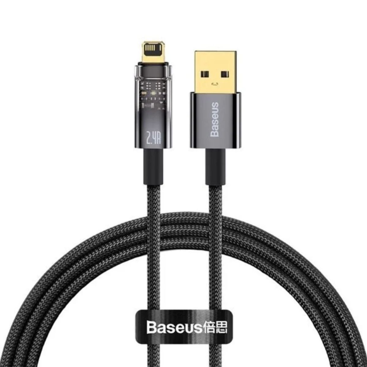 Cáp tự ngắt baseus explorer series auto power-off fast charging data cable usb to ip 2.4a sạc nhanh, truyền dữ liệu 480 mbps - cats000401