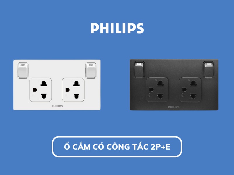 Ổ cắm đơn / Ổ cắm đôi LeafStyle Philips - Đa dạng loại ổ cắm (có nối đất, có công tắc)