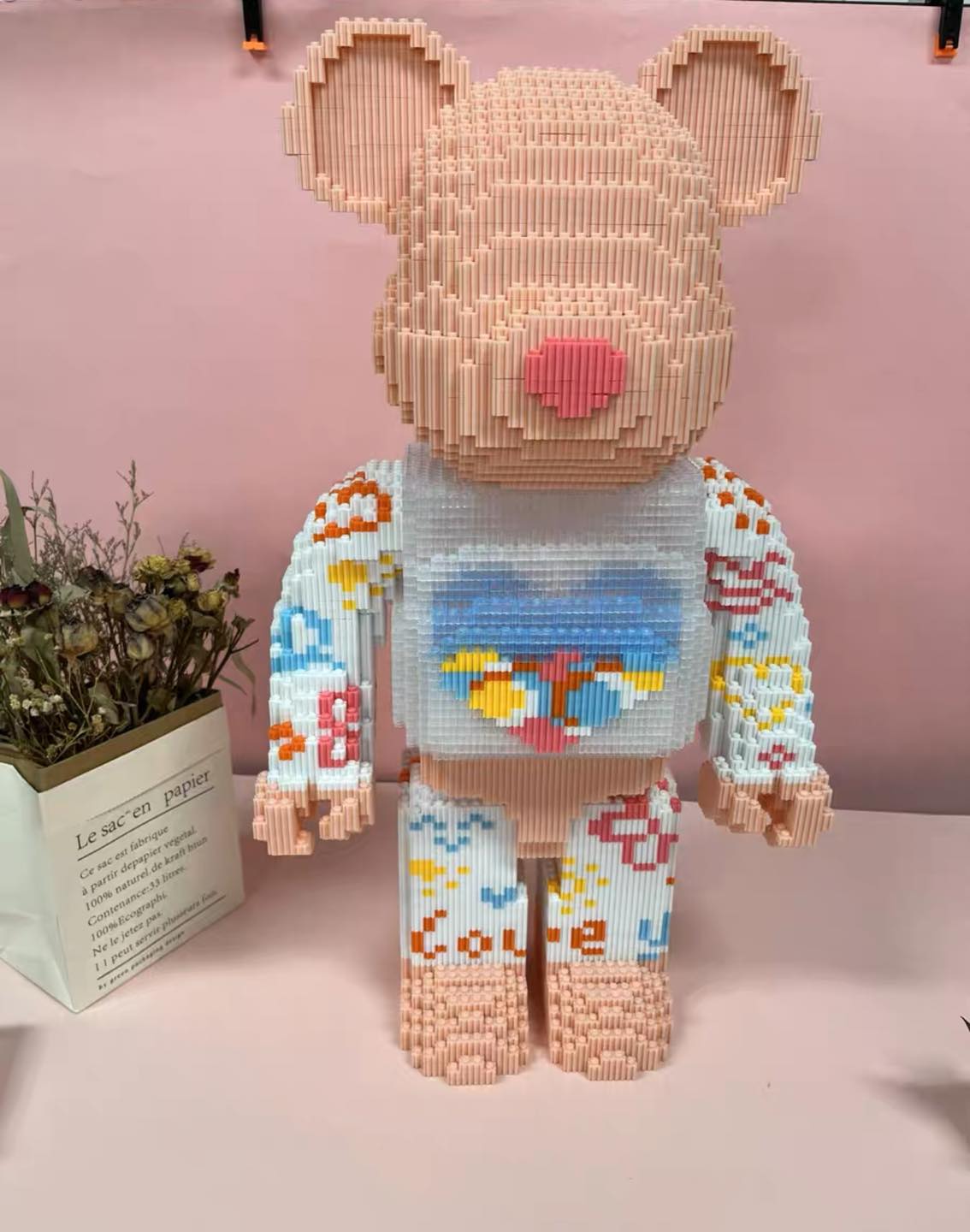 Lego Bearbrick 3D Love 55cm (tặng búa + đèn led)