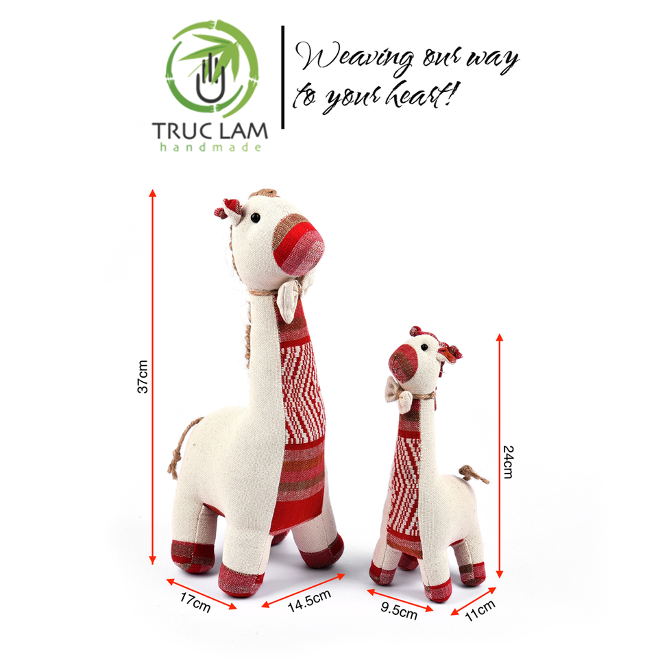 Đồ chơi thú nhồi bông hươu cao cổ vải dệt tay dân tộc thái nghệ an – trúc lâm handmade.