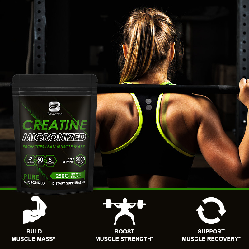 BEWORTHS Creatine Monohydrate Powder 5000mg cho khối lượng cơ bắp & sức mạnh Hỗ trợ năng lượng phục hồi trước khi tập luyện