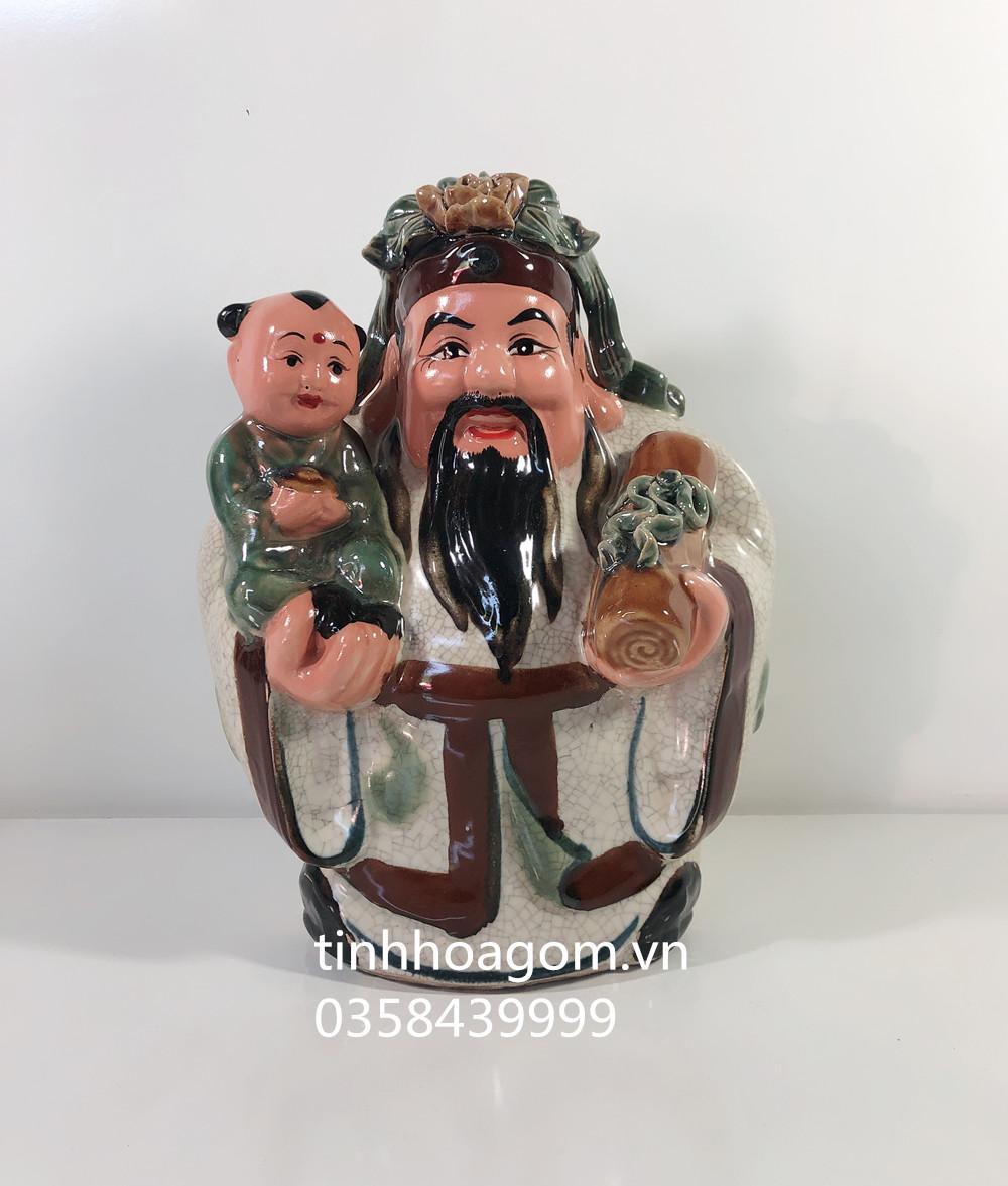 Tượng tam đa no đủ gốm sứ Bát Tràng cao 33cm