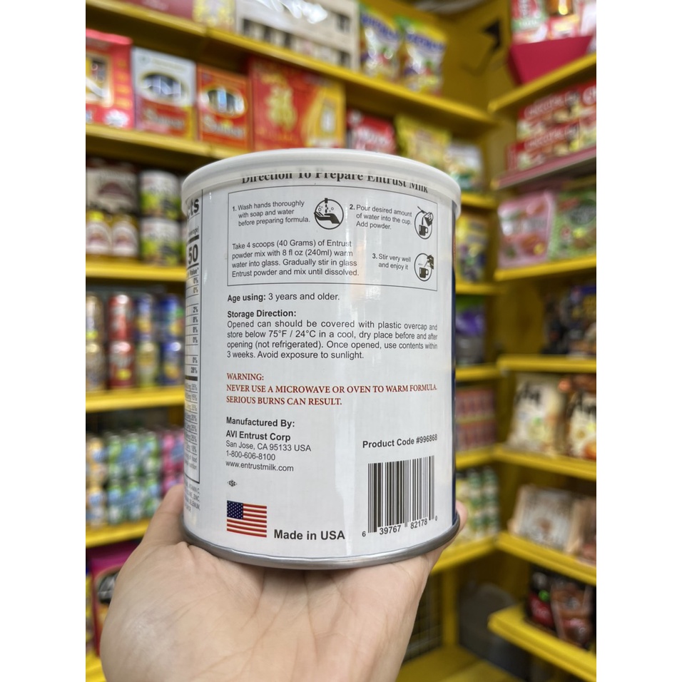 [HSD 2028] Sữa Bột Tiểu Đường ENTRUST 400G - Hàng Mỹ Nhập Khẩu
