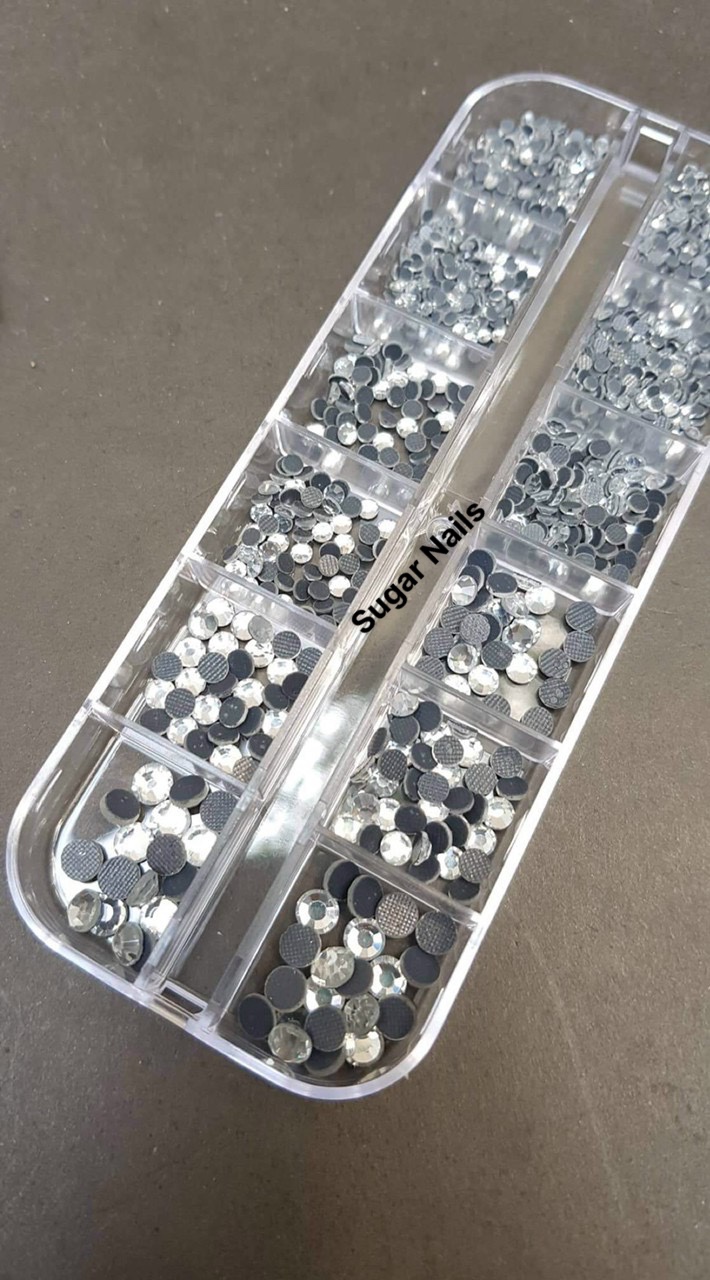 Đá Nail ,Set Đá Chân Keo Đính Móng 12 Ô Mix Size - Sugar Nails