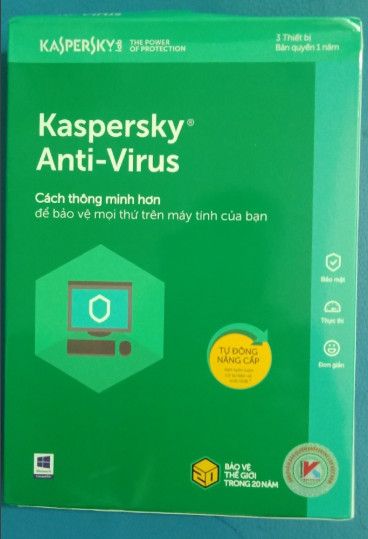 Phần mềm diệt virus Kaspersky Antivirus, bản quyền 3 máy 1 năm