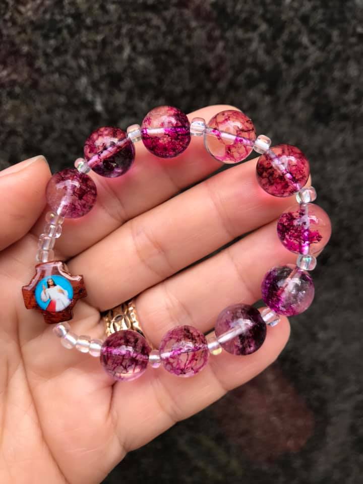 [HCM]Chuỗi mân côi đá thạch anh ưu linh tím