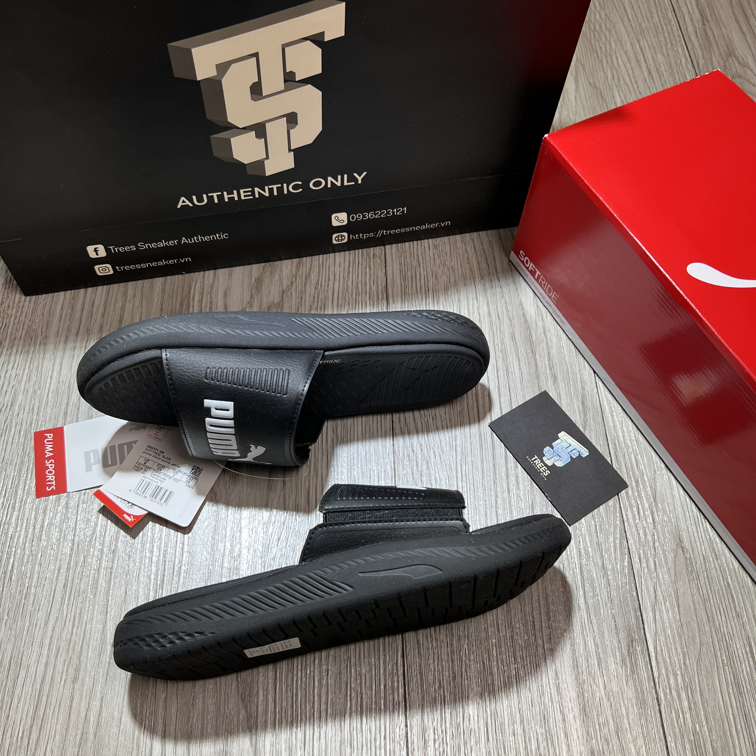 [CHÍNH HÃNG] Dép PUMA SOFTRIDE SLIDE BLACK WHITE 382111 08