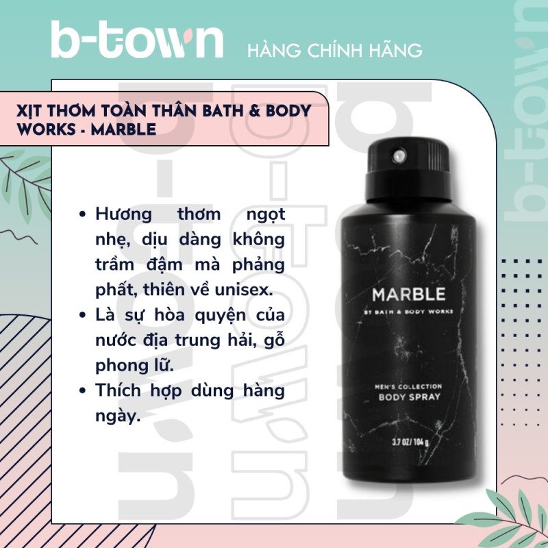 Xịt Thơm Toàn Thân Cho Nam Bath & Body Works - MARBLE nhập khẩu