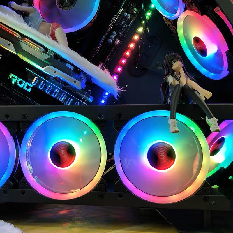 Combo 3 Fan Case Coolmoon v2 Led RGB -Kèm Bộ Hub Và Remote