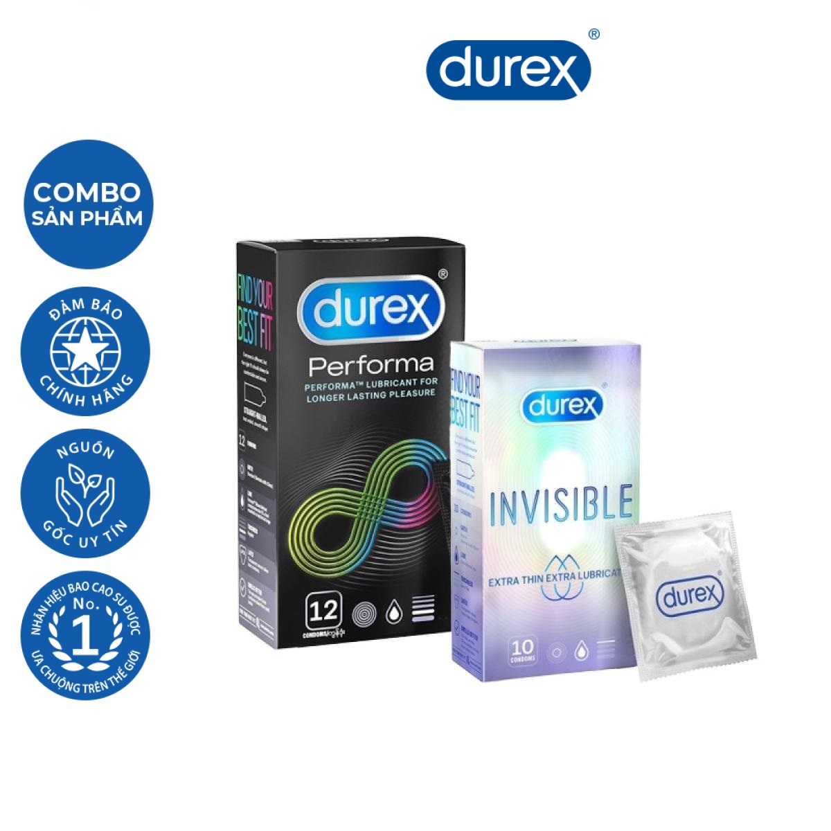 Bao cao su Durex Invisible Extra Lubricated 10 bao hộp + Bao cao su Durex