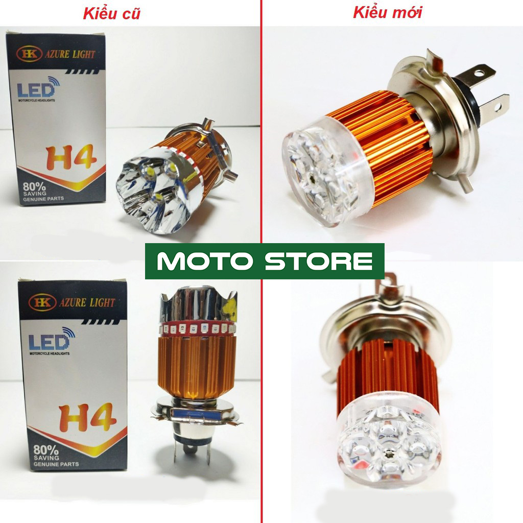 Đèn pha Led xe máy 7 màu 4 tim H4 ( giá 1 cái )