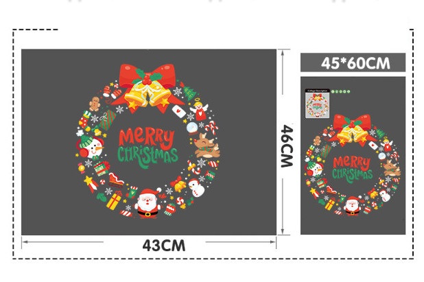 Decal trang trí Noel hít tĩnh điện - Vòng nguyệt quế phụ kiện noel