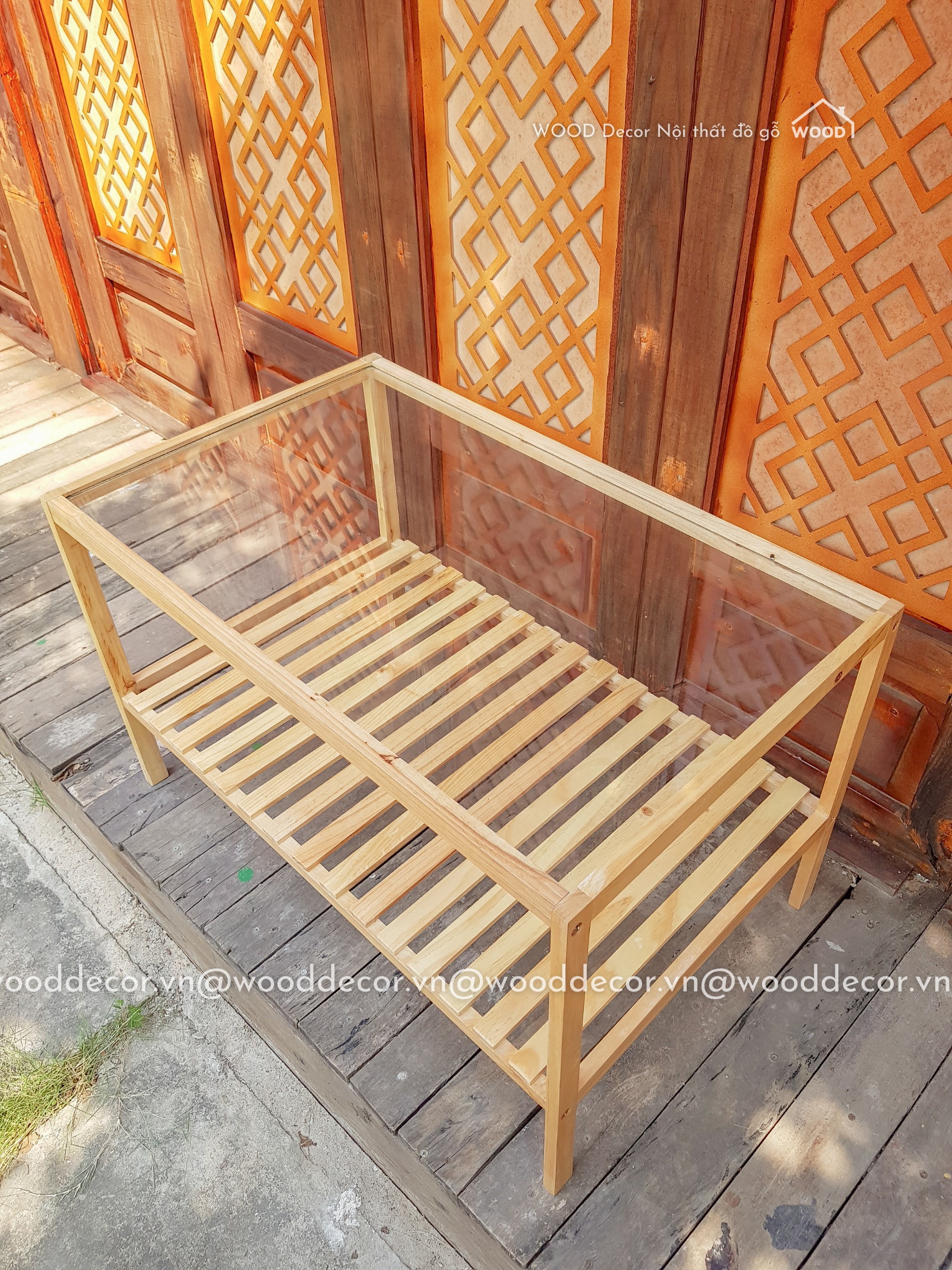 Bàn Sofa gỗ mặt kính