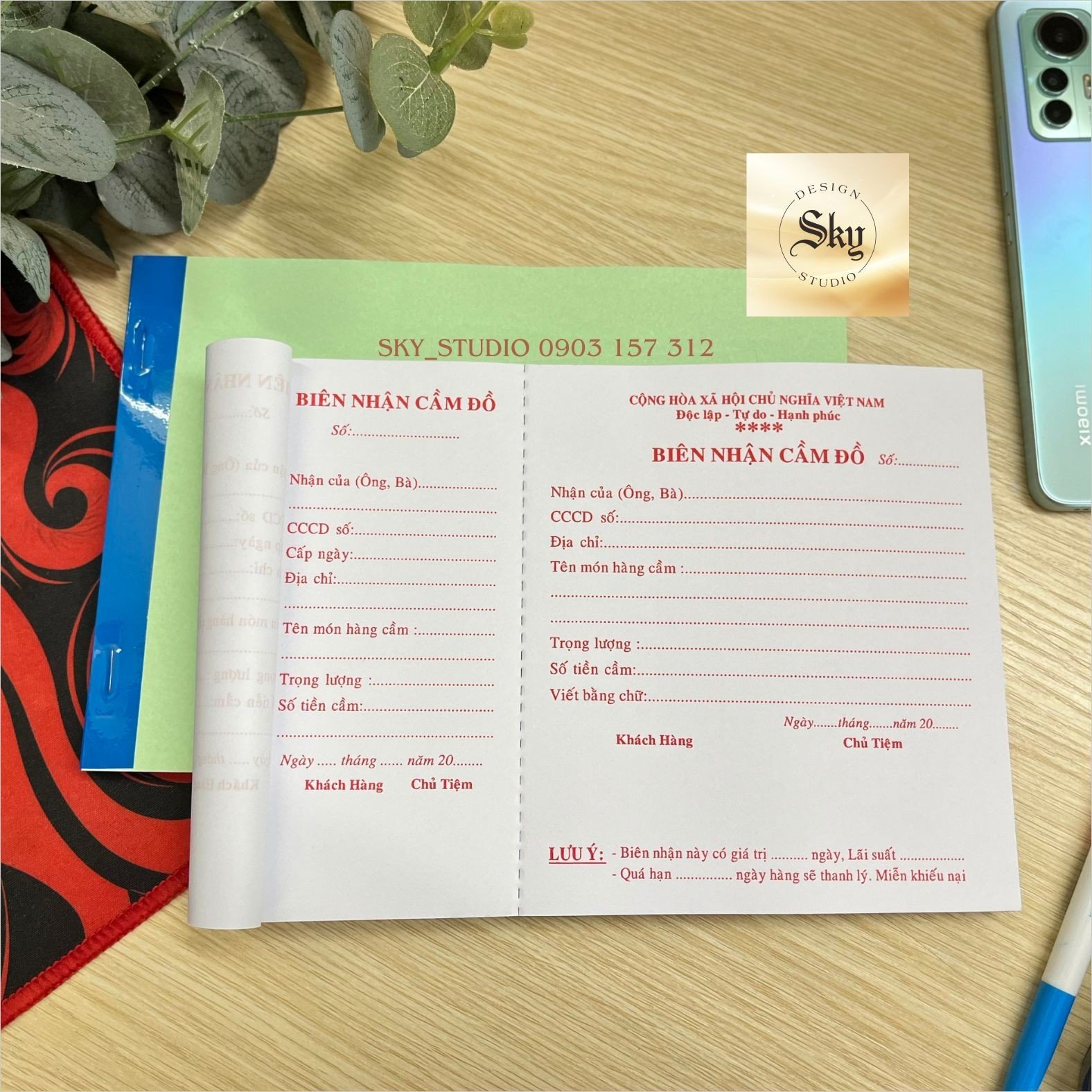 Biên nhận cầm đồ loại 1 liên - 100 tờ/quyển