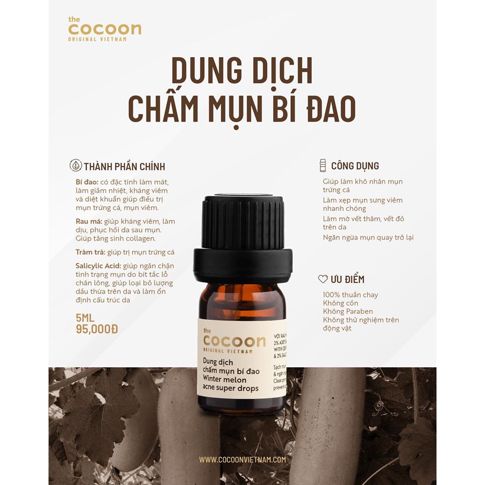 [HCM]Dung Dịch Chấm Mụn Bí Đao Cocoon Winter Melon Acne Super Drops 5ml