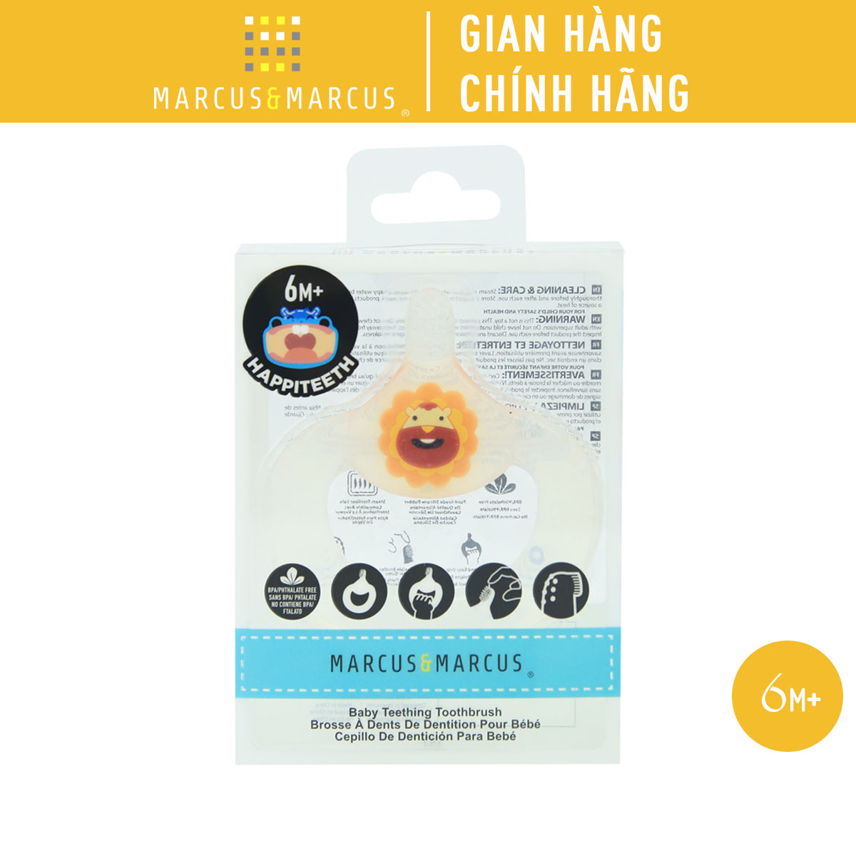 Bàn chải đánh răng kiêm gặm nướu silicon cho bé Marcus & Marcus, từ 6 tháng - Marcus