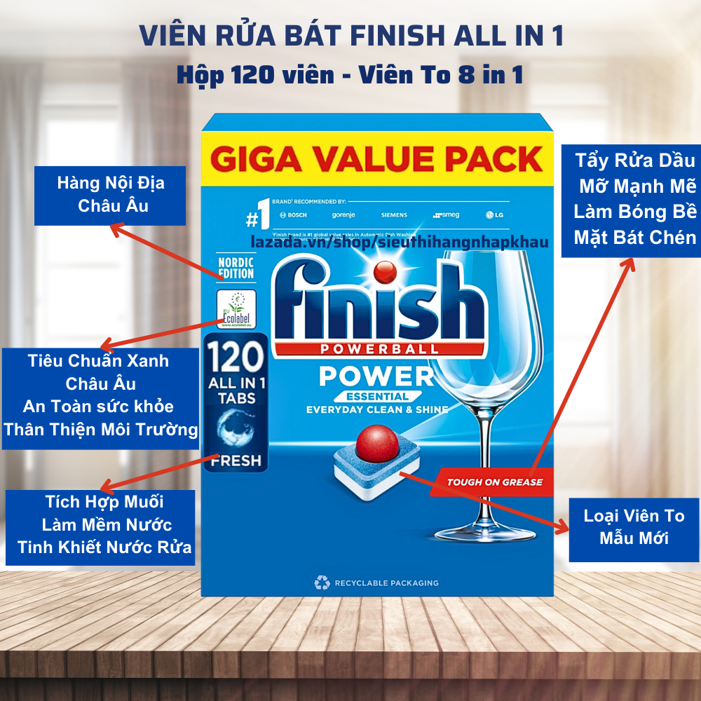 Viên rửa bát Finish All in 1, Finish Power Essential, Finish Quantum, Quantum ULTIMATE [nhiều chức năng, rẻ vô địch]
