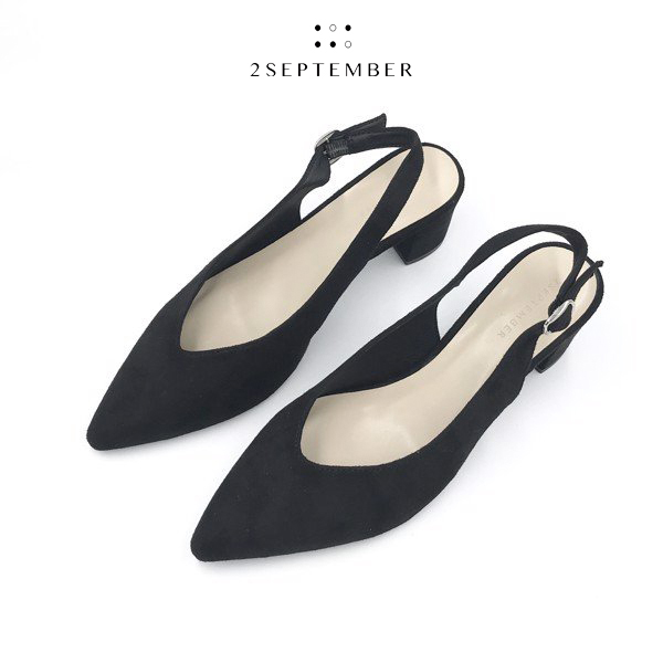 [HCM]Giày Slingback cao gót 5cm mũi nhọn 2September Yala V Black