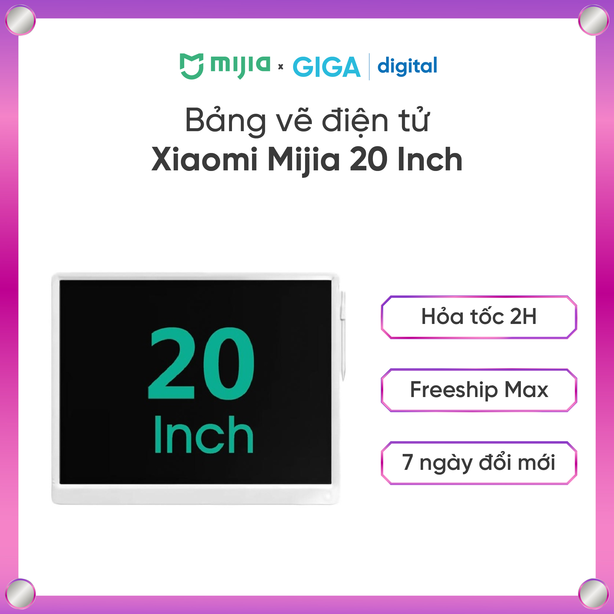 [ Hỏa tốc HN - HCM ]   Bảng vẽ điện tử thông minh Xiaomi Mijia LCD 20'' + bút cảm ứng công nghệ tự xoá - An toàn cho bé