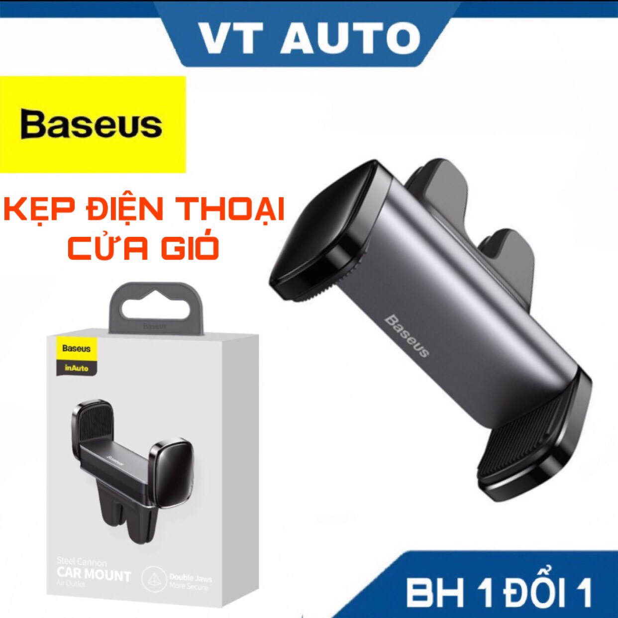 Giá đỡ điện thoại trên oto kẹp cửa gió Baseus Steel Cannon