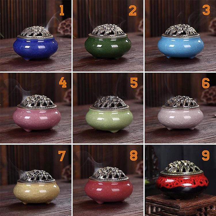 Lư xông trầm hương đỉnh đốt nhang gốm sứ
