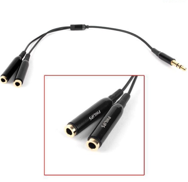 Dây chia jack loa chuẩn 3.5 từ 1 ra 2