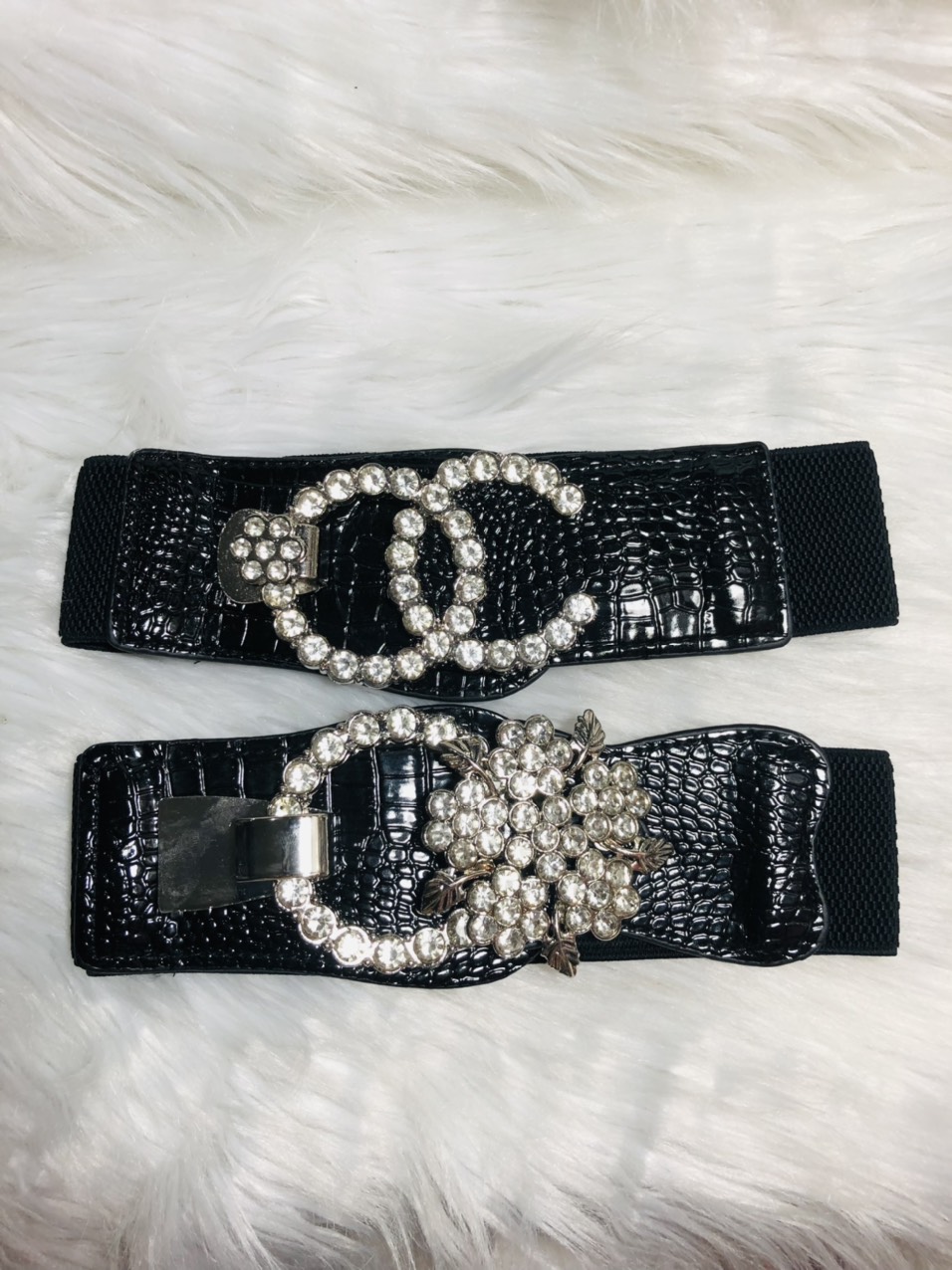 [HCM]MS383 Thắt lưng bản 6cm. Mặt hoa đá đính đá