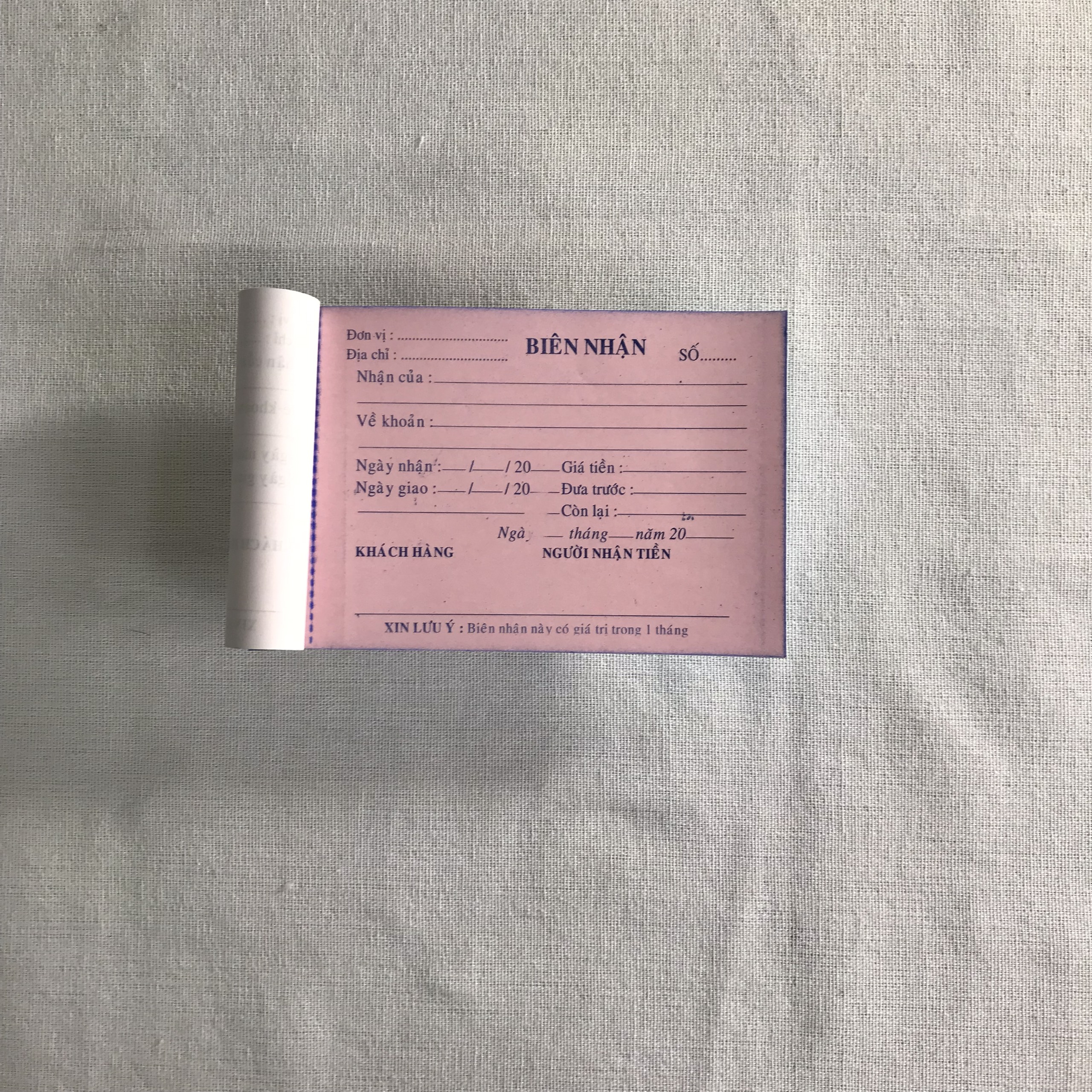 BIÊN NHẬN 2 LIÊN 30 BỘ