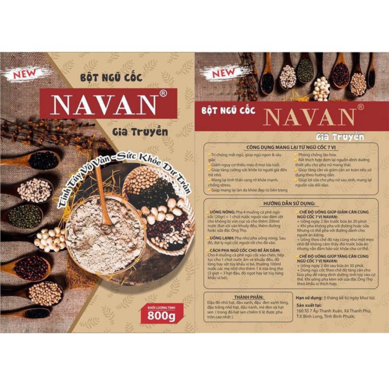 [Cam Kết Chuẩn] Ngũ cốc Navan 800gram - Bột ngũ cốc Navan