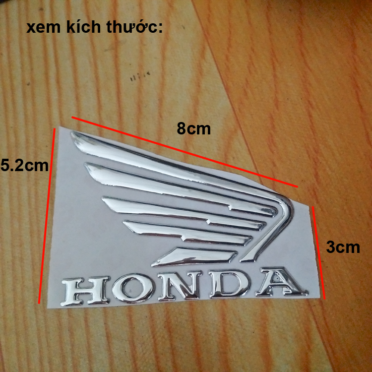 Bộ 2 tem cánh chim HONDA 3D nổi BẠC