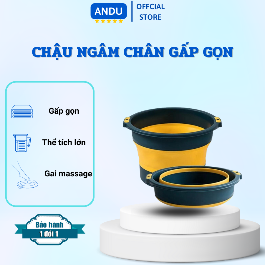 Chậu Ngâm Chân Tròn Gấp Gọn Không Nắp MẪU MỚI Bồn Ngâm Chân Gấp Gọn Siêu Bền Thiết Kế Nhiều Hạt Massge Giúp Giảm Tê Buốt Và Tình Trạng Chai Sạn Ở Chân