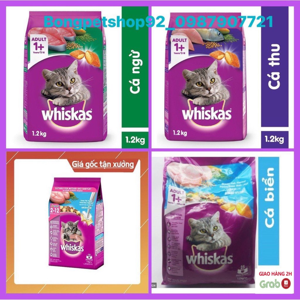 Thức Ăn Cho Mèo, Hạt Cho Mèo - Whiskas 1.2kg