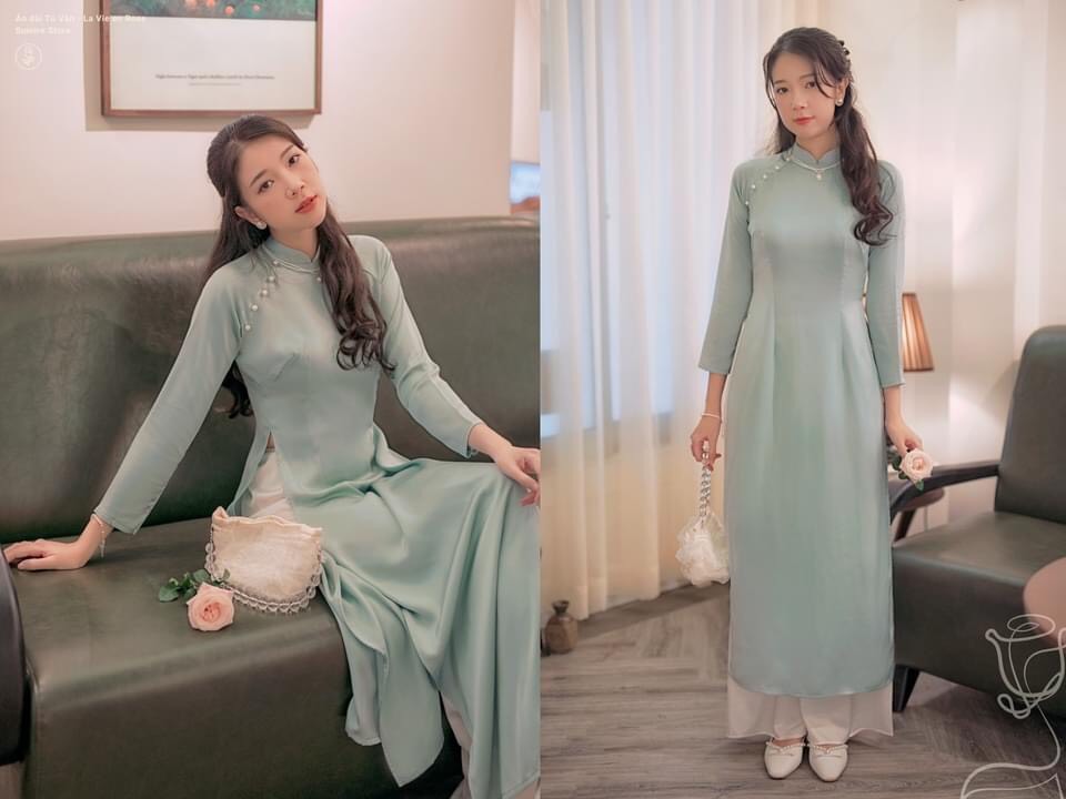 Áo dài tuyền thống trơn lụa thiết kế