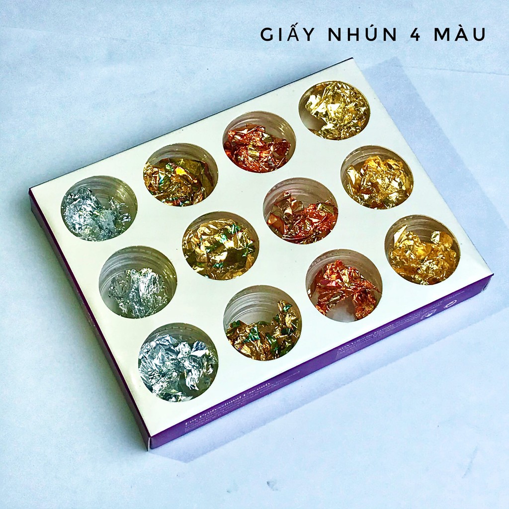 Set 12 Foil Giấy 4 Màu , Giấy Nhún