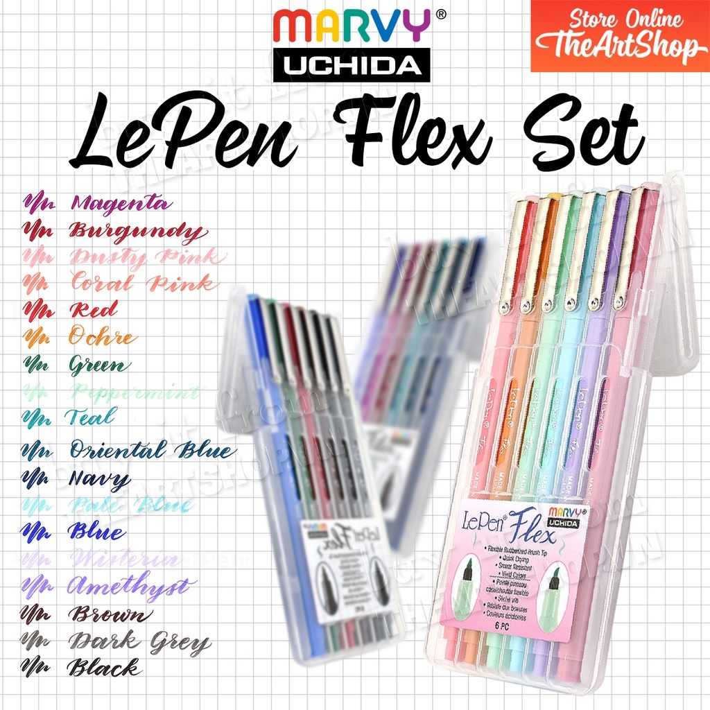 THEARTSHOP Bộ bút đầu cọ thư pháp Marvy Lepen flex 4800 brush